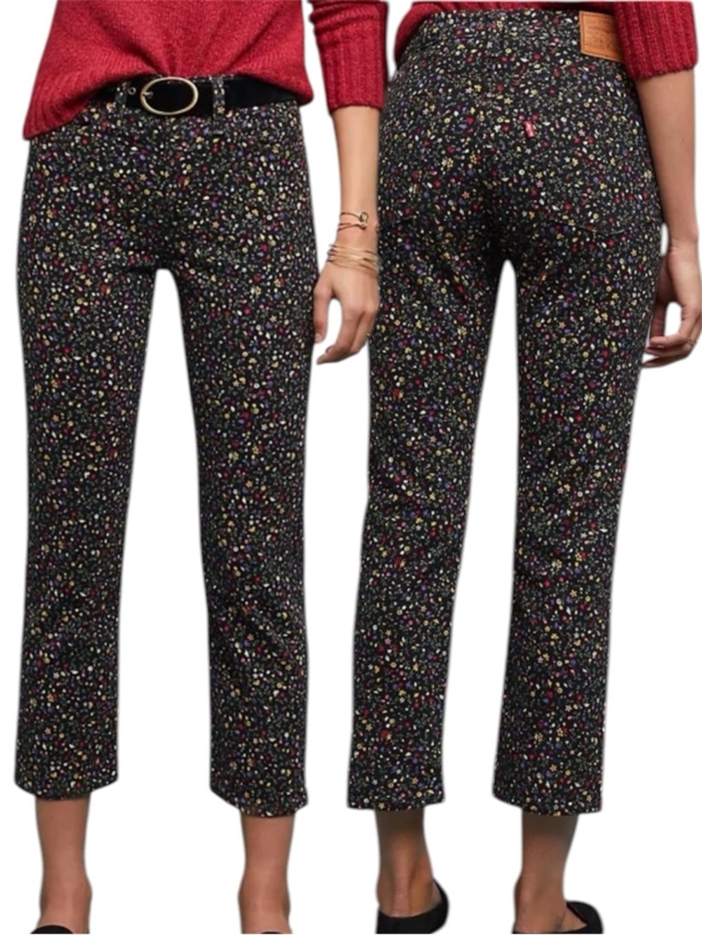 Anthropologie Levi's Wedgie Straight Leg jean Secret Garden Floral Print size 31